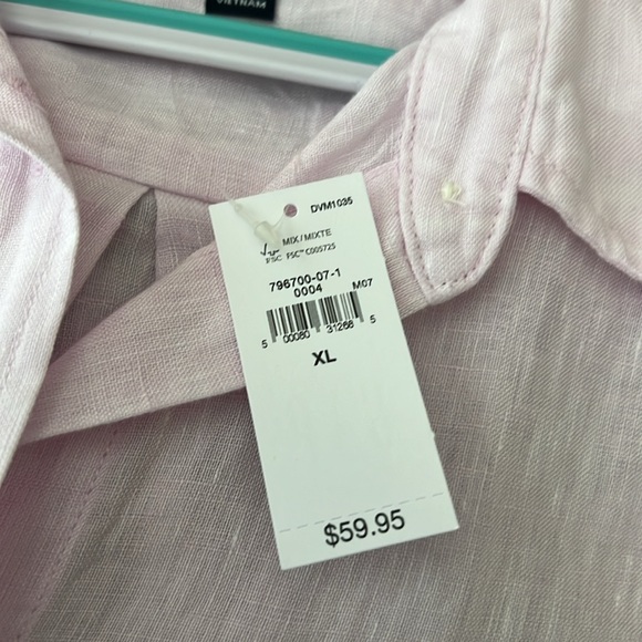 🔥NWT🔥GAP LINEN BUTTON DOWN LONG SLEEVE ONE FRONT PICKET PINK SIZE XL - Picture 4 of 4